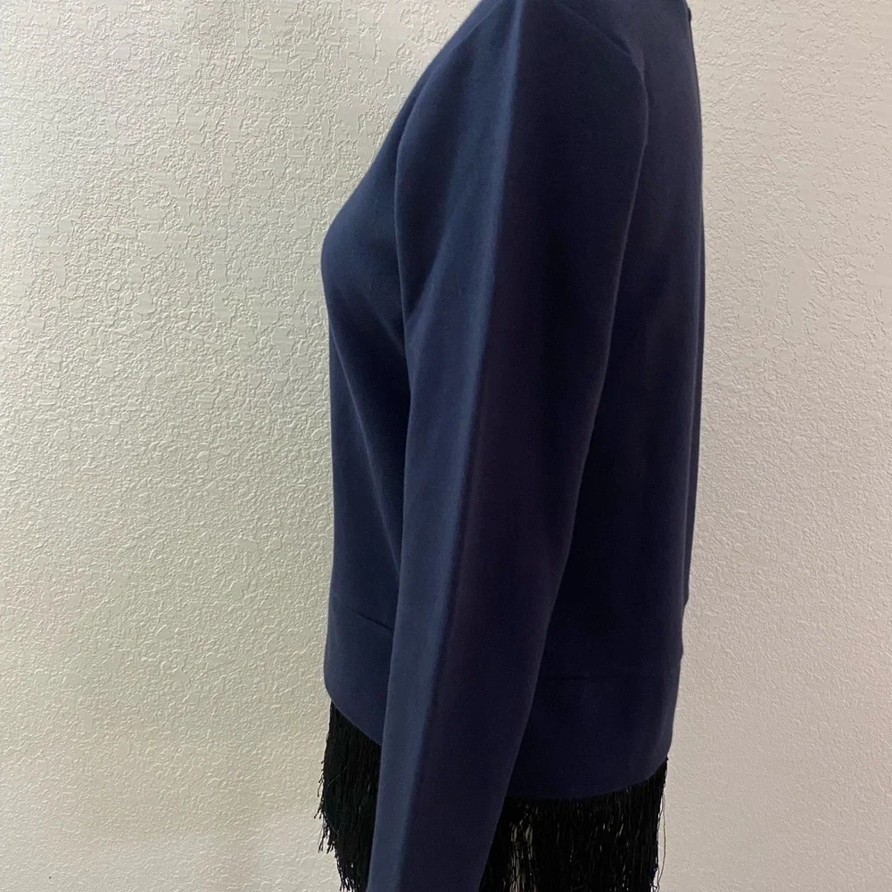 J Crew Navy‎ Blue Sweatshirt Women’s  Crew Neck With Fringes Details Size XS